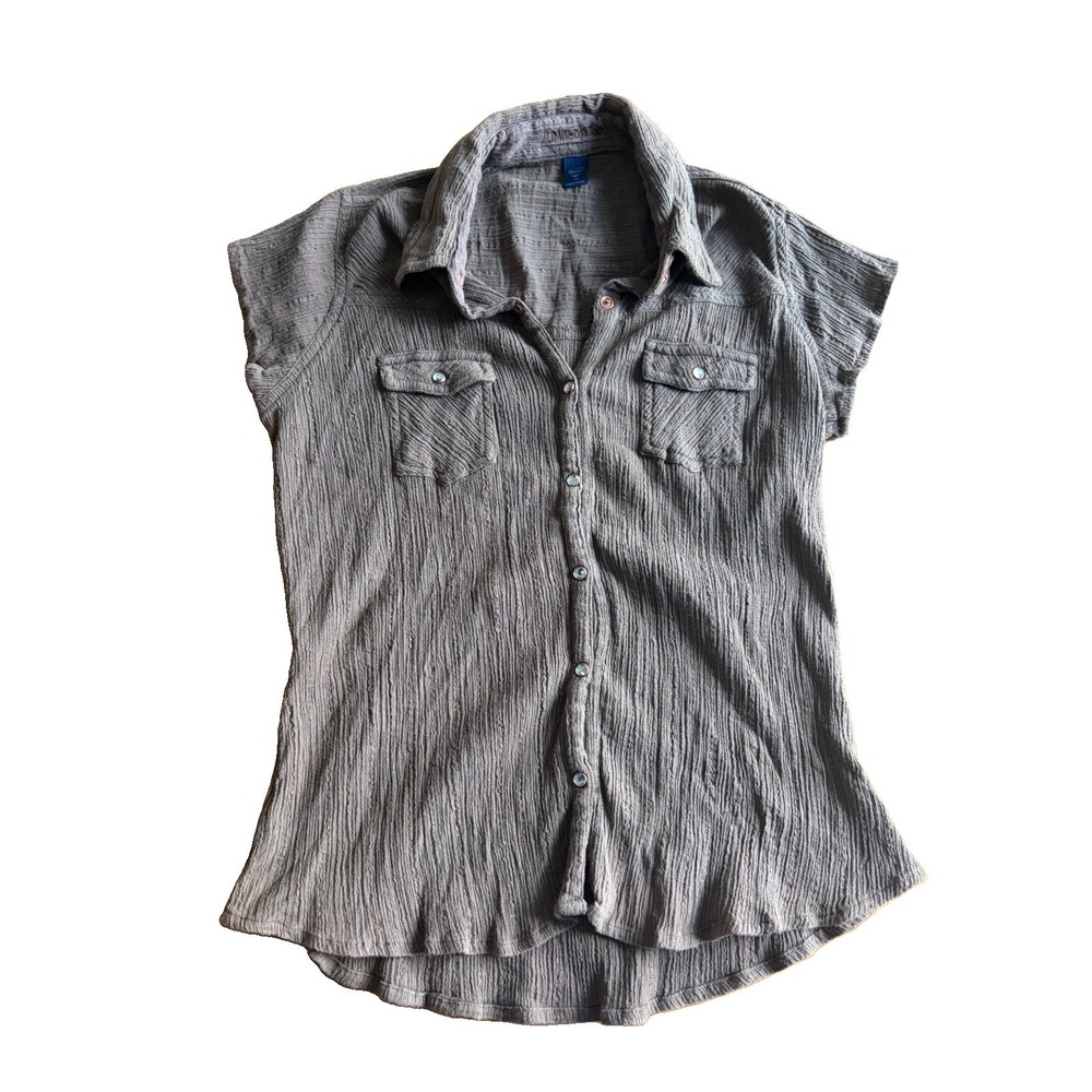 VTG Y2K Limited Too Girls Short Sleeve Top Shirt Button Down Bling Snaps Sz 10